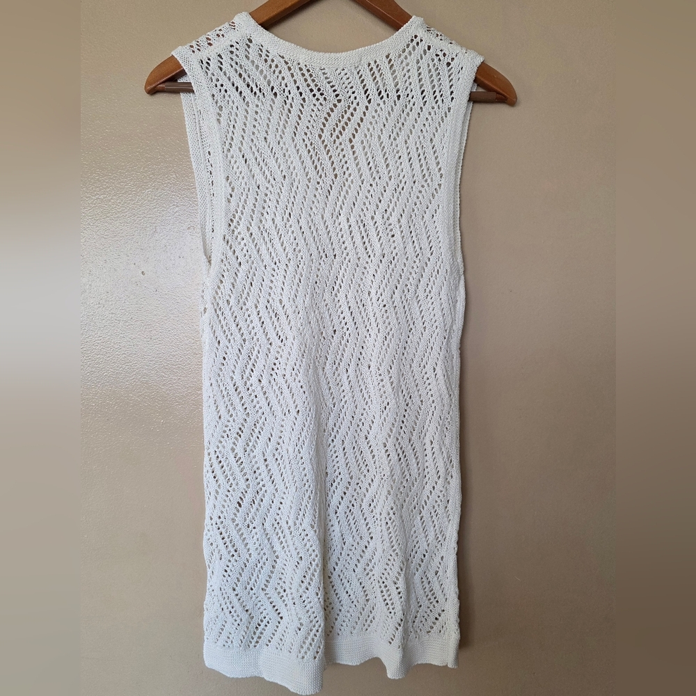 Boston Proper Crochet Tunic Tank L Boho V-Neck Open Knit Swim Cover Up Festival - Picture 6 of 10